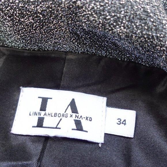 Silver Blazer Sparkle Glitter Suit XS Party Bedazzle LINN AHLBORG NA-KD Size 34 - Picture 4 of 10